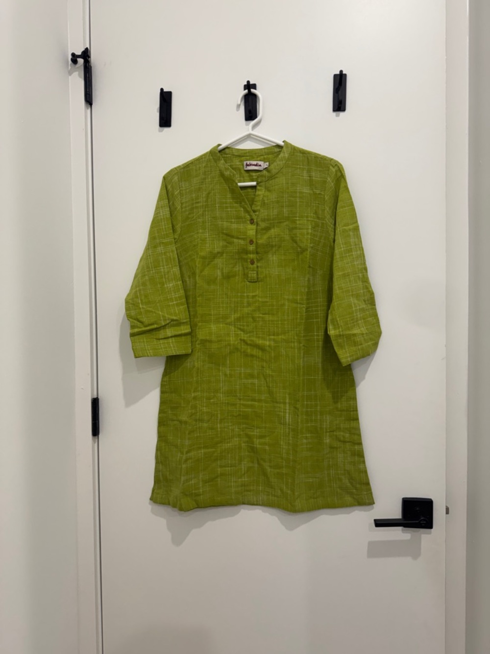 fabindia Lime Green Kurta-Style Button-Down